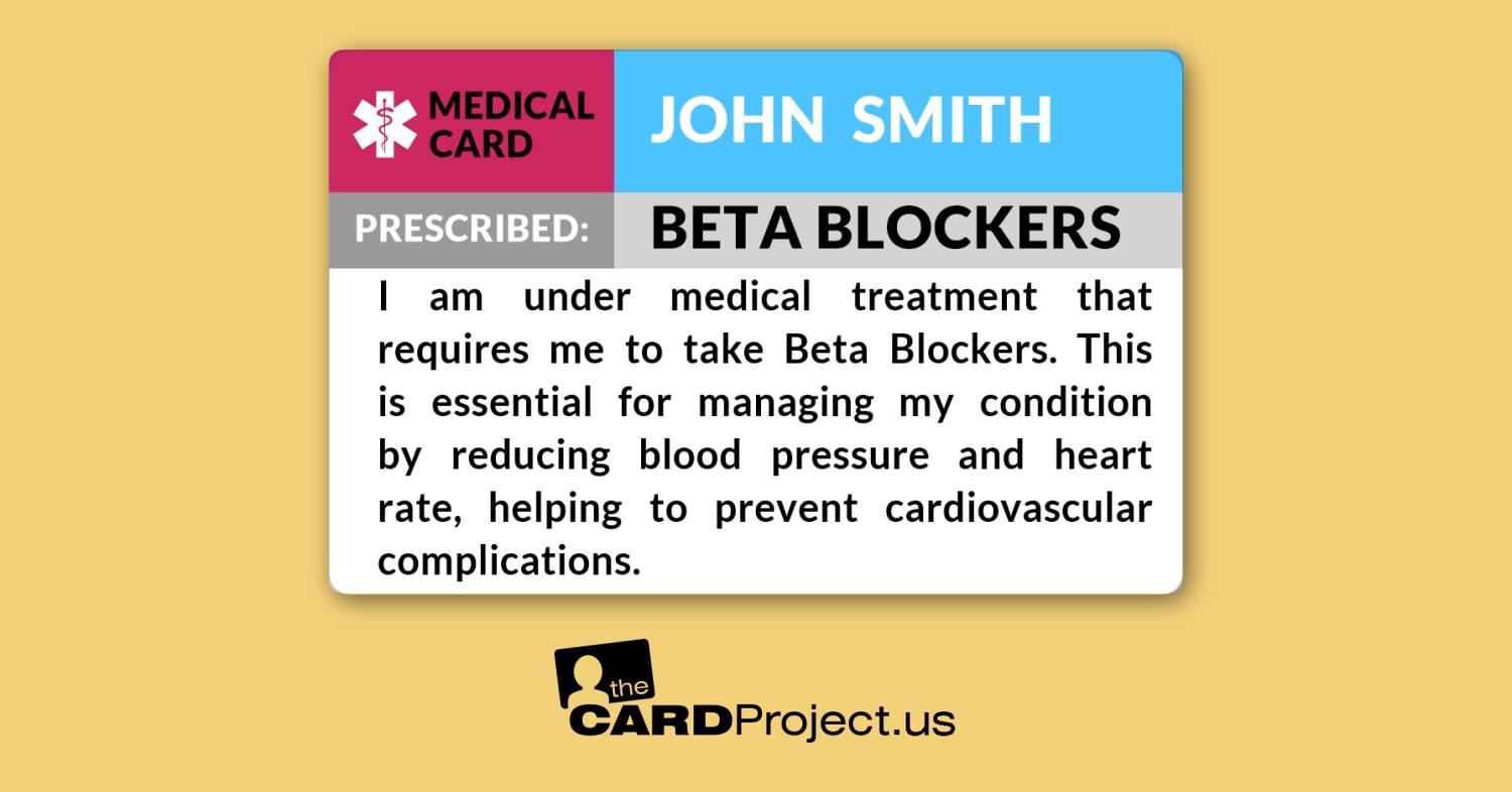 Beta Blocker Medicine Alert Card (FRONT)